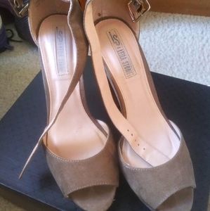 Suede Light Brown Peep Toe